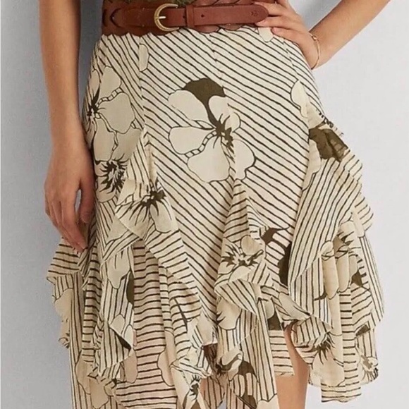 Lauren Ralph Lauren Dresses & Skirts - NWT Lauren Ralph Lauren Purple Label Ruffle Floral Skirt